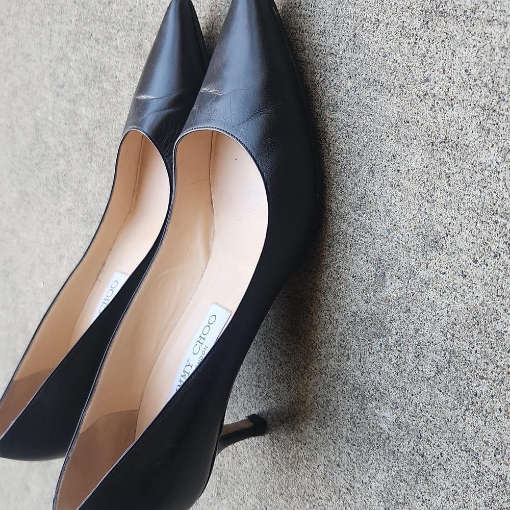 Jimmy Choo Black Pointed Toe Leather Heels - Picture 9 of 16